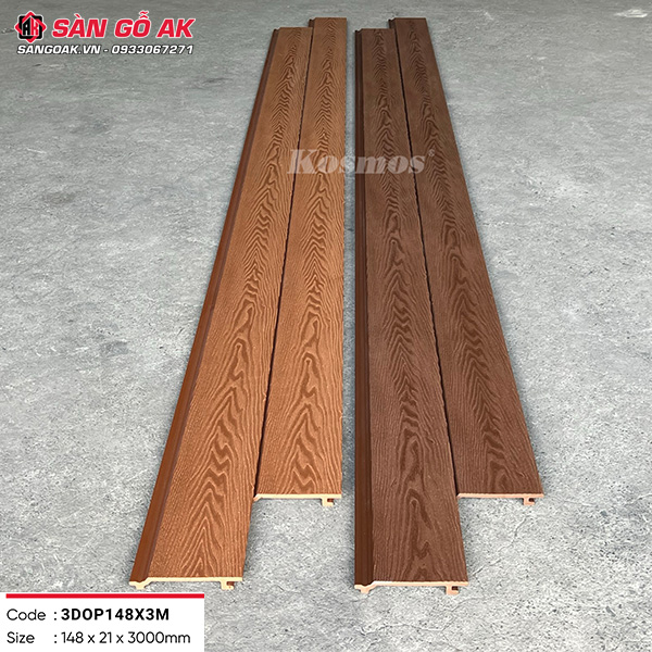 Tấm ốp gỗ nhựa ngoài trời Kosmos vân 3D 3DOP148X3M Copper Brown